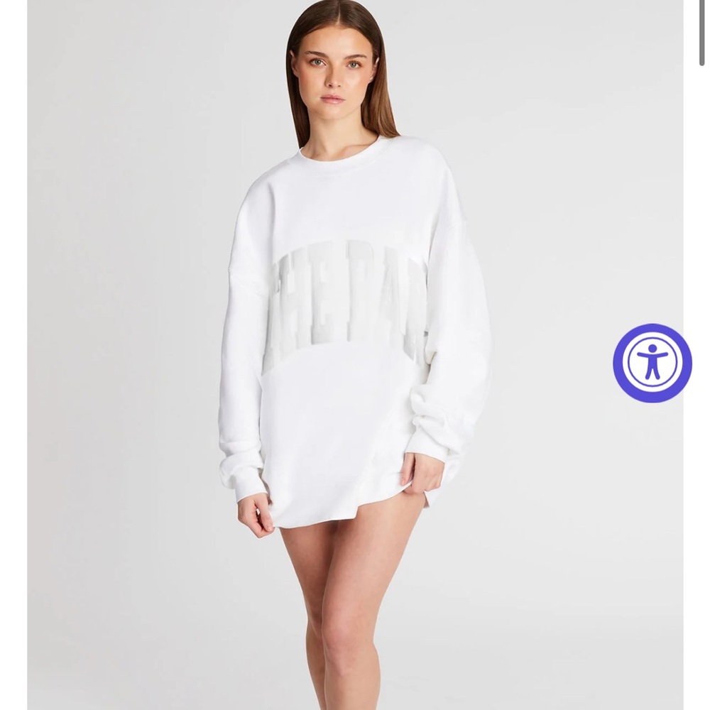 NWT The Bar Varsity Sweatshirt White with white letters